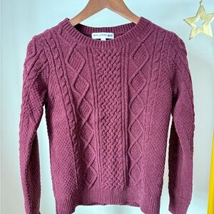 Persian Chic Elegant Cable Knit Burgundy Sweater